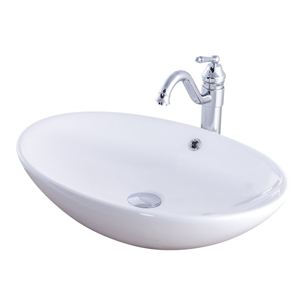 Novatto Porcelain Vessel Sink Combo with Chrome Faucet, Drain and Sealer NSFC-V07W359CH - main